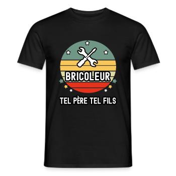 tel père tel fils papa bricoleur bricolage cadeau - T-shirt homme - noir - Devant - AI Model Male 178 light (178cm)