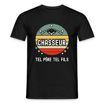 tel père tel fils papa chasseur cerf chasse cadeau - T-shirt homme - noir - Devant - AI Model Male 178 light (178cm)
