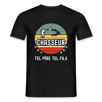 tel père tel fils papa chasseur chasse cadeau - T-shirt homme - noir - Devant - AI Model Male 178 light (178cm)