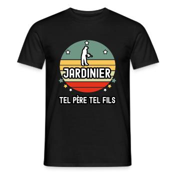 tel père tel fils papa jardinier jardinage - T-shirt homme - noir - Devant - AI Model Male 178 light (178cm)