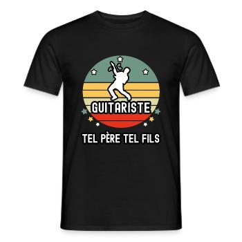 tel père tel fils papa guitariste guitare - T-shirt homme - noir - Devant - AI Model Male 178 light (178cm)