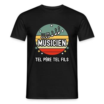 tel père tel fils papa musicien musique cadeau - T-shirt homme - noir - Devant - AI Model Male 178 light (178cm)