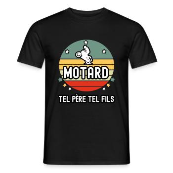 tel père tel fils papa motard homme moto cadeau - T-shirt homme - noir - Devant - AI Model Male 178 light (178cm)
