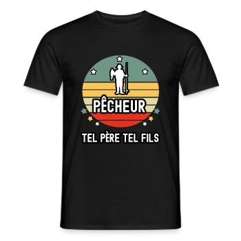 tel père tel fils papa pêcheur pêche pêche cadeau - T-shirt homme - noir - Devant - AI Model Male 178 light (178cm)