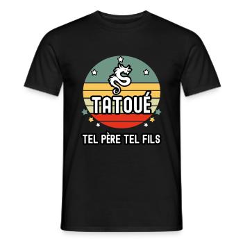 tel père tel fils papa tatoué tatouage cadeau - T-shirt homme - noir - Devant - AI Model Male 178 light (178cm)