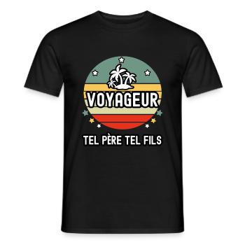 tel père tel fils papa voyageur voyage cadeau - T-shirt homme - noir - Devant - AI Model Male 178 light (178cm)