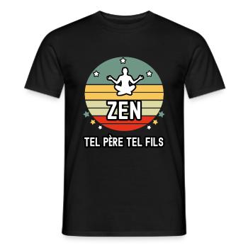 tel père tel fils papa zen cadeau papa zen - T-shirt homme - noir - Devant - AI Model Male 178 light (178cm)