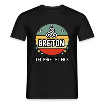 tel père tel fils papa breton triskele bretagne - T-shirt homme - noir - Devant - AI Model Male 178 light (178cm)