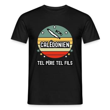tel père tel fils papa calédonien calédonie - T-shirt homme - noir - Devant - AI Model Male 178 light (178cm)