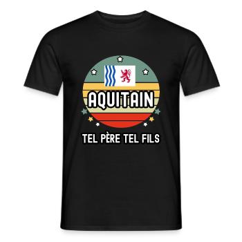 tel père tel fils cadeau papa aquitain aquitaine - T-shirt homme - noir - Devant - AI Model Male 178 light (178cm)