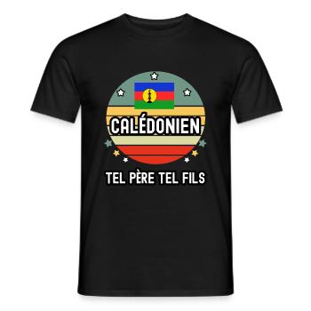 tel père tel fils papa calédonien calédonie - T-shirt homme - noir - Devant - AI Model Male 178 light (178cm)