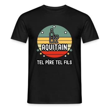 tel père tel fils papa aquitain vin aquitaine - T-shirt homme - noir - Devant - AI Model Male 178 light (178cm)