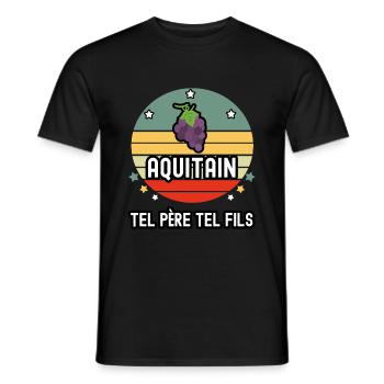 tel père tel fils papa aquitain vigne aquitaine - T-shirt homme - noir - Devant - AI Model Male 178 light (178cm)