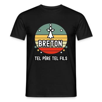 tel père tel fils papa breton hermine bretagne - T-shirt homme - noir - Devant - AI Model Male 178 light (178cm)