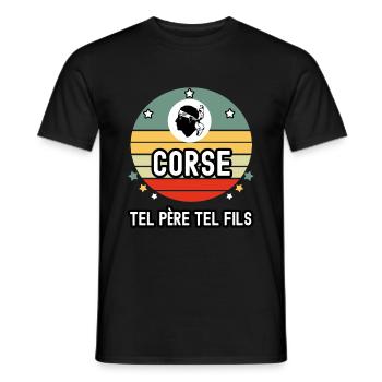 tel père tel fils papa corse tete maure corse - T-shirt homme - noir - Devant - AI Model Male 178 light (178cm)