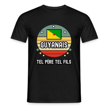 tel père tel fils papa guyanais drapeau guyane - T-shirt homme - noir - Devant - AI Model Male 178 light (178cm)