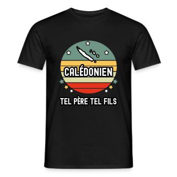 tel père tel fils papa calédonien calédonie - T-shirt homme - noir - Devant - AI Model Male 178 light (178cm)