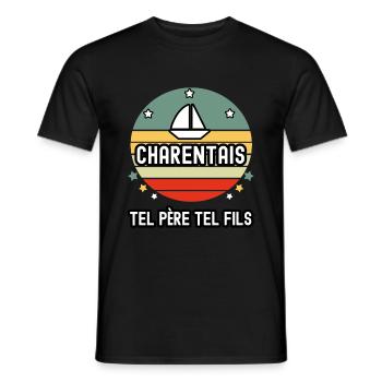 tel père tel fils papa charentais bateau charente - T-shirt homme - noir - Devant - AI Model Male 178 light (178cm)