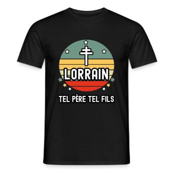 tel père tel fils papa lorrain croix de lorraine - T-shirt homme - noir - Devant - AI Model Male 178 light (178cm)