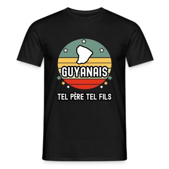 tel père tel fils papa guyanais drapeau guyane - T-shirt homme - noir - Devant - AI Model Male 178 light (178cm)