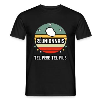 tel père tel fils papa réunionnais homme réunion - T-shirt homme - noir - Devant - AI Model Male 178 light (178cm)