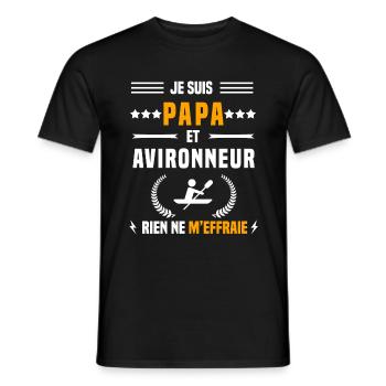 papa avironneur rien ne m'effraie papa aviron - T-shirt homme - noir - Devant - AI Model Male 178 light (178cm)