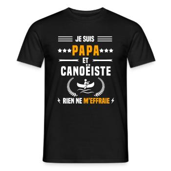 papa canoëiste rien ne m'effraie papa canoë - T-shirt homme - noir - Devant - AI Model Male 178 light (178cm)