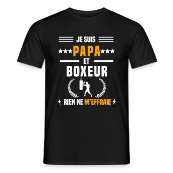 papa boxeur rien ne m'effraie papa boxe - T-shirt homme - noir - Devant - AI Model Male 178 light (178cm)