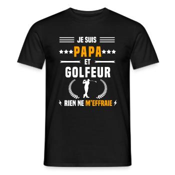 papa golfeur rien ne m'effraie papa golf - T-shirt homme - noir - Devant - AI Model Male 178 light (178cm)