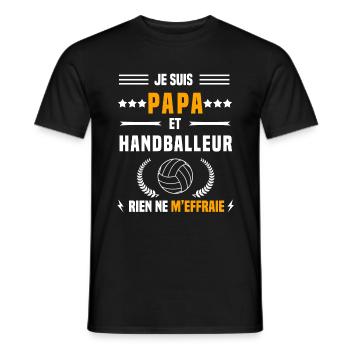 papa handballeur rien ne m'effraie papa handball - T-shirt homme - noir - Devant - AI Model Male 178 light (178cm)