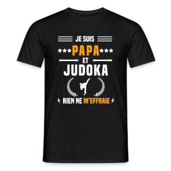 papa judoka rien ne m'effraie papa judo - T-shirt homme - noir - Devant - AI Model Male 178 light (178cm)