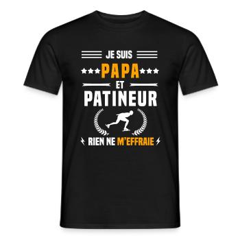 papa patineur rien ne m'effraie papa patinage - T-shirt homme - noir - Devant - AI Model Male 178 light (178cm)