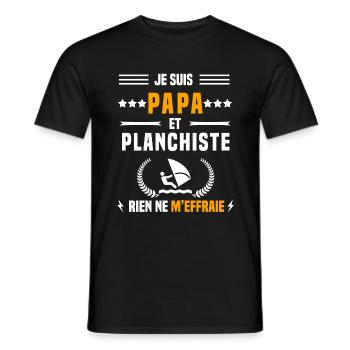 papa planchiste rien ne m'effraie papa voile - T-shirt homme - noir - Devant - AI Model Male 178 light (178cm)