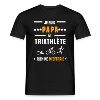 papa triathlète rien ne m'effraie papa triathlon - T-shirt homme - noir - Devant - AI Model Male 178 light (178cm)