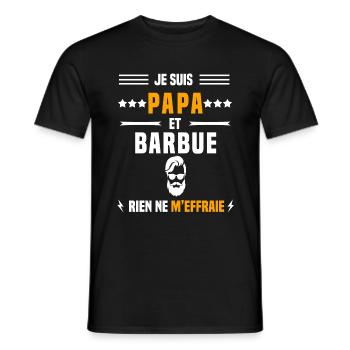 papa barbue rien ne m'effraie papa barbe - T-shirt homme - noir - Devant - AI Model Male 178 light (178cm)