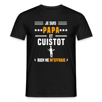papa cuistot rien ne m'effraie papa cuisine - T-shirt homme - noir - Devant - AI Model Male 178 light (178cm)