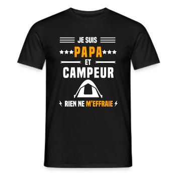 papa campeur rien ne m'effraie papa camping - T-shirt homme - noir - Devant - AI Model Male 178 light (178cm)