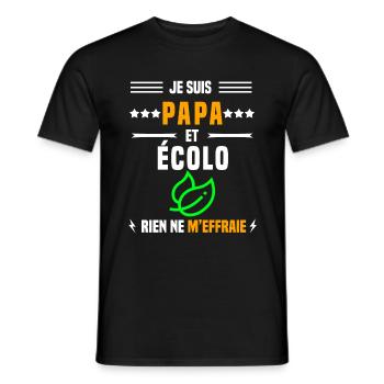 papa écolo rien ne m'effraie papa écologie - T-shirt homme - noir - Devant - AI Model Male 178 light (178cm)