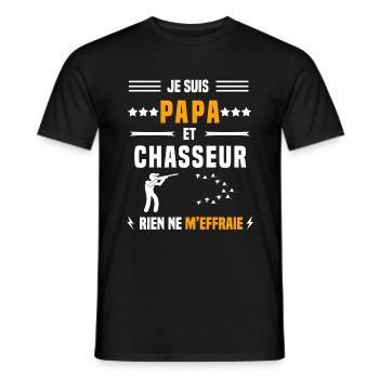 papa chasseur rien ne m'effraie papa chasse - T-shirt homme - noir - Devant - AI Model Male 178 light (178cm)