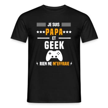 papa geek rien ne m'effraie papa geek - T-shirt homme - noir - Devant - AI Model Male 178 light (178cm)