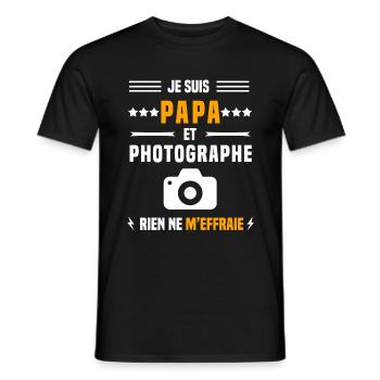 papa photographe rien ne m'effraie papa photo - T-shirt homme - noir - Devant - AI Model Male 178 light (178cm)