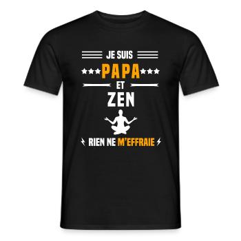 papa zen rien ne m'effraie papa zen - T-shirt homme - noir - Devant - AI Model Male 178 light (178cm)