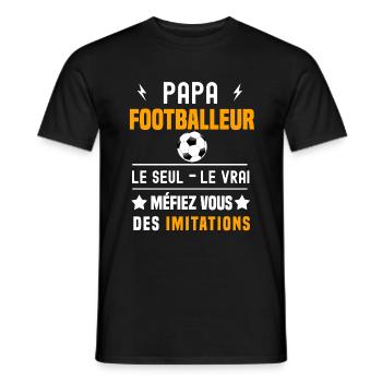 papa footballeur le seul le vrai papa football - T-shirt homme - noir - Devant - AI Model Male 178 light (178cm)