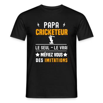 papa cricketeur le seul le vrai papa cricket - T-shirt homme - noir - Devant - AI Model Male 178 light (178cm)
