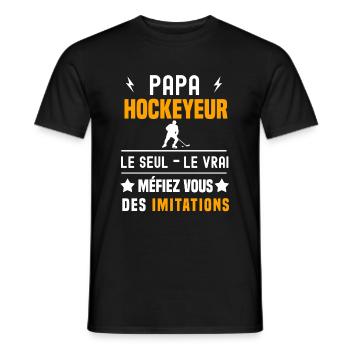 papa hockeyeur le seul le vrai papa hockey - T-shirt homme - noir - Devant - AI Model Male 178 light (178cm)