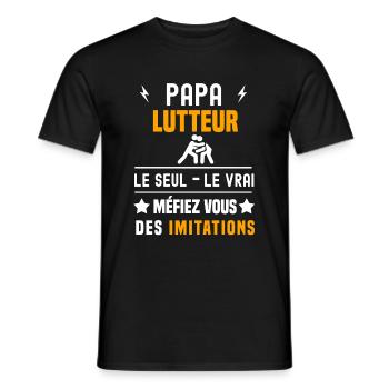 papa lutteur le seul le vrai papa lutte - T-shirt homme - noir - Devant - AI Model Male 178 light (178cm)