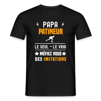 papa patineur le seul le vrai papa patinage - T-shirt homme - noir - Devant - AI Model Male 178 light (178cm)