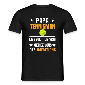 papa tennisman le seul le vrai papa tennis - T-shirt homme - noir - Devant - AI Model Male 178 light (178cm)