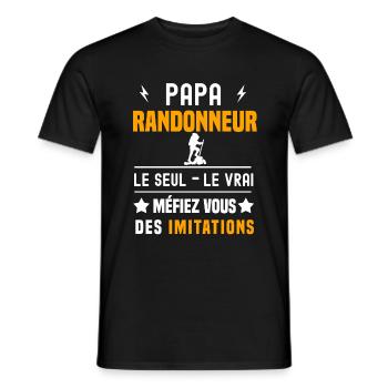 papa randonneur le seul le vrai papa randonnée - T-shirt homme - noir - Devant - AI Model Male 178 light (178cm)