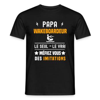papa wakeboardeur cadeau papa wakeboardeur - T-shirt homme - noir - Devant - AI Model Male 178 light (178cm)